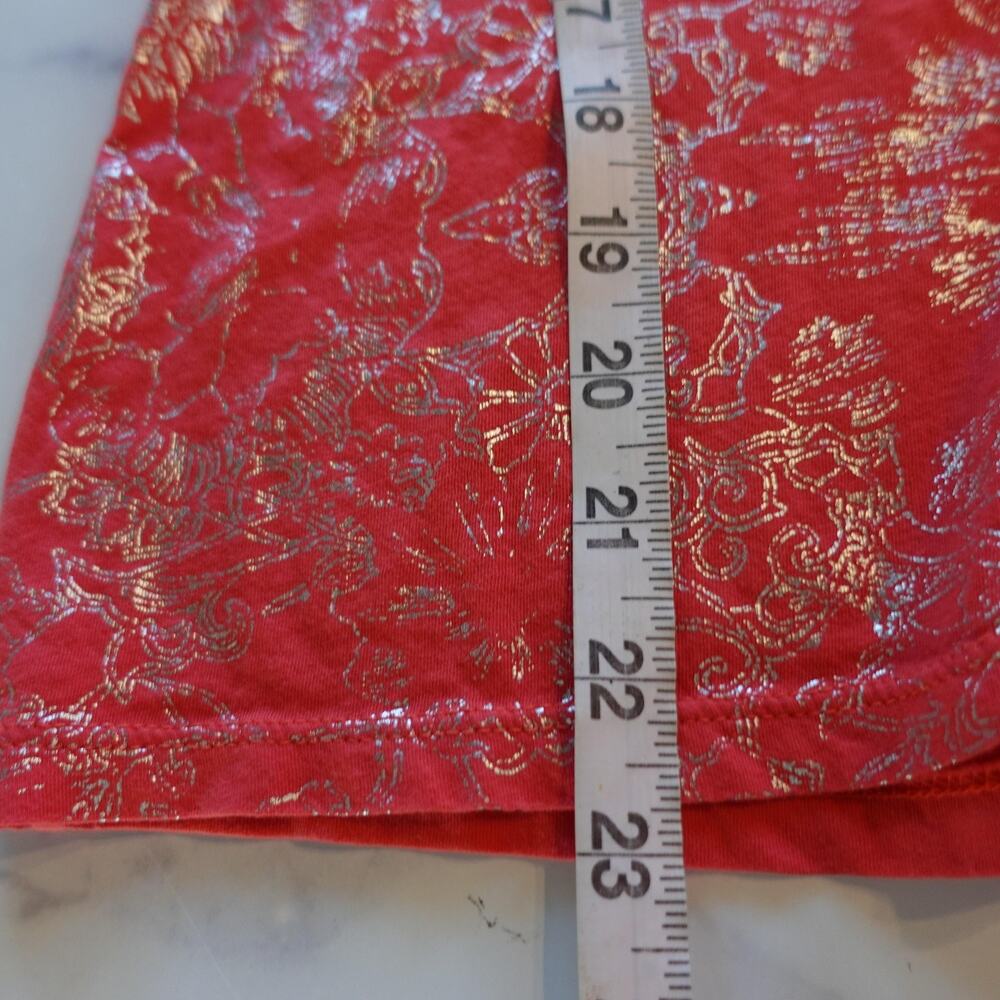 Vintage Y2K Tahari Tank Top Small Coral Metallic Foil Pima Fairy‎ Babydoll Tee - Picture 5 of 8